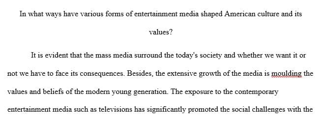 Investigate the interrelationship between the entertainment media and culture