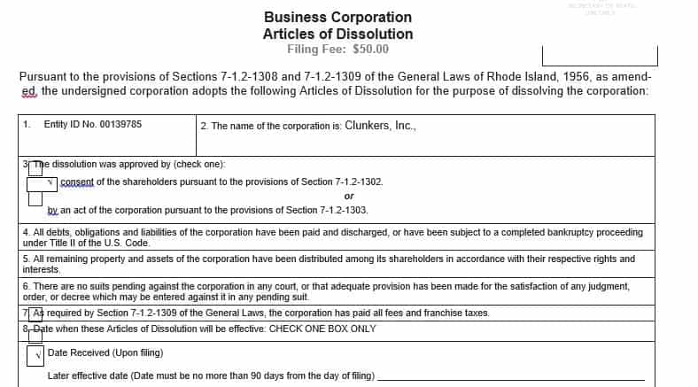 Perform research to determine the appropriate documents that must be filed to dissolve the corporation.