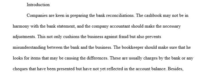 Prepare a 1,050-word bank reconciliation report