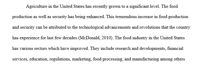 Provide at least two modern examples of how the United States has increased its food production