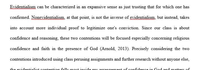 Recall Clifford’s evidentialist argument from Module 2 and contrast Clifford’s position  