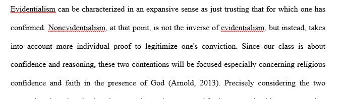 Recall Clifford’s evidentialist argument from Module 2 and contrast Clifford’s position