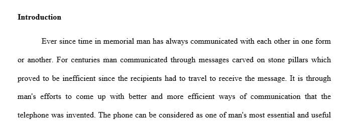 Research paper about the telephone prehistory