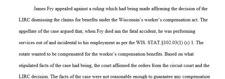 Research the case Estate of Fry v. Labor and Industry Review Commission case