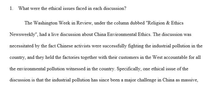 Select discussions that deal with serious issues one that could include conflicting positions and ethical questions.