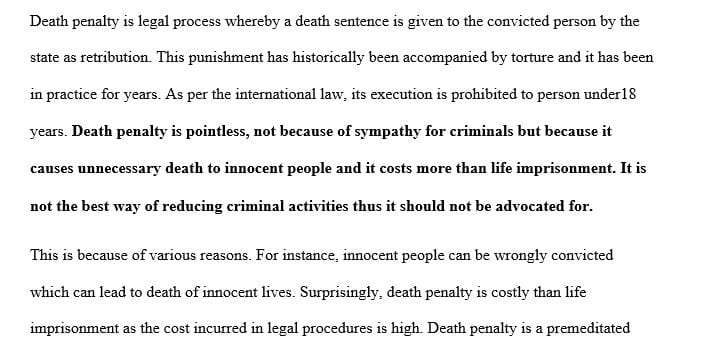 Select the issue in social and criminal justice that you will address (The death penalty )