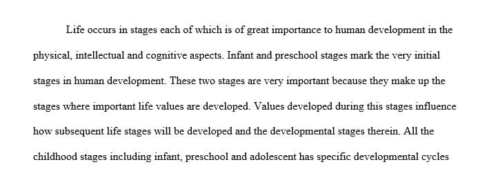 Social and personality development of the infant and the psychosocial, social and moral development of the preschool child.