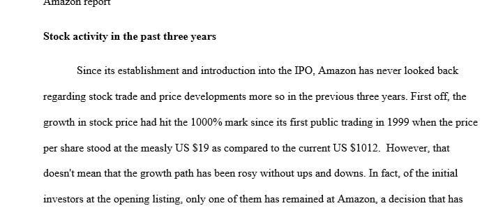 Stock activity for past 3 years-  to research previous statements and create comparison