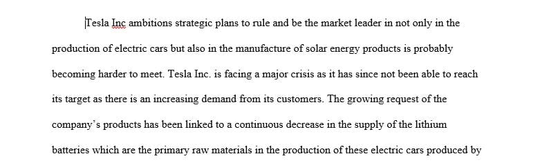 Tesla Strategic Analysis - Alternatives  