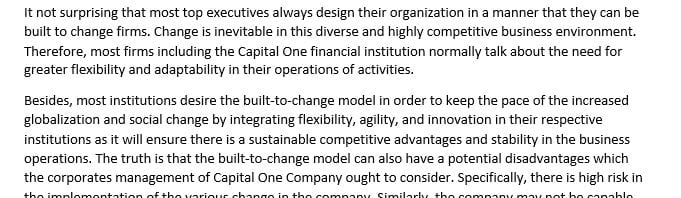 The Capital One Financial Story case study in the Managing Organizational Change textbook