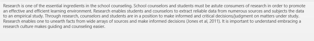 The Role of Research in School Counseling
