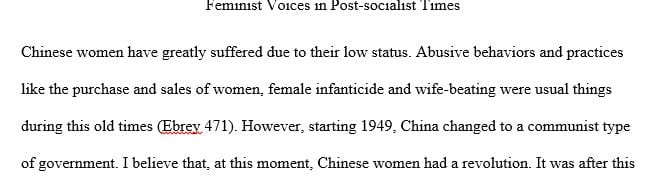 The period from 1949 to the present, do you believe that Chinese women had a revolution