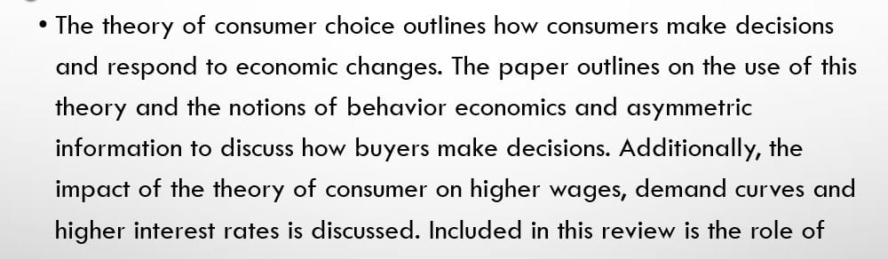 Theory Of Consumer Choice And Frontiers Of Microeconomics