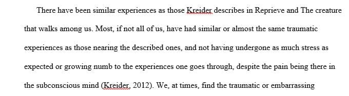 To what extent have you felt the ways that Kreider describes in Reprieve or The Creature Walks Among Us