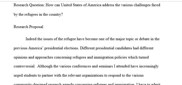 Topic should be involved with Refugees Problem in the United States