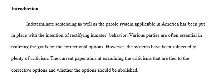 Unit 2 Discussion Board Correctional Options, Parole and Rehabilitation
