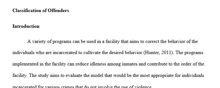 Unit 3 Discussion Board Offender Classification