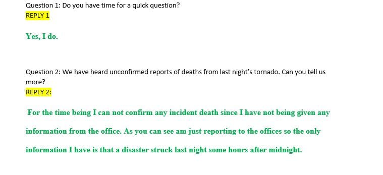 We have heard unconfirmed reports of deaths from last night’s tornado.