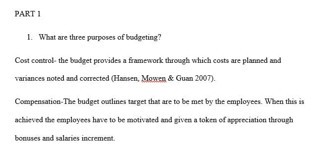 What are three purposes of budgeting 