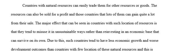 What impact does the location of resources around the globe have on countries and their economies