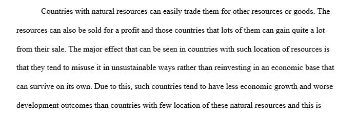 What impact does the location of resources around the globe have on countries and their economies