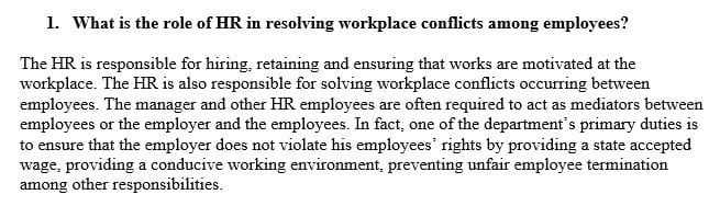 What is the role of HR in resolving workplace conflicts among employees