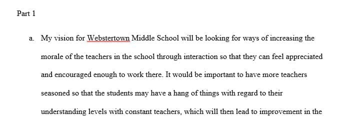 What is your vision for Webster town Middle School