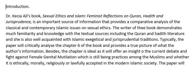 Write a 5-6 page engagement with Kecia Ali’s book, Sexual Ethics and Islam.