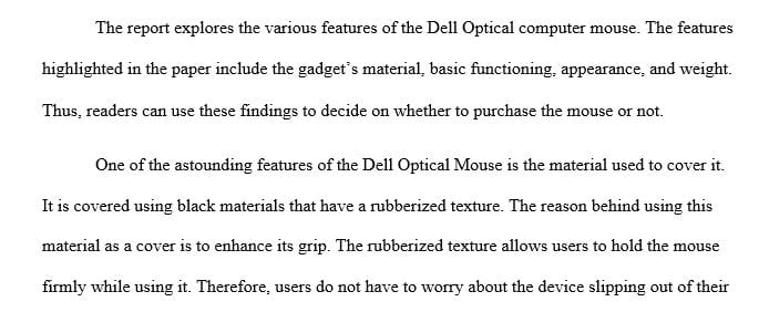 Write a one-to-two page description of a concrete or solid object