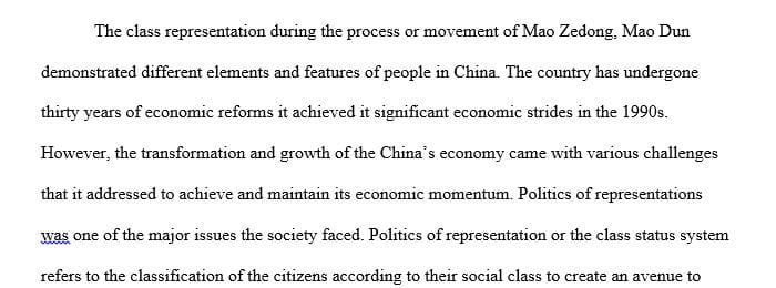 Write a paper about Politics Of Representation In Modern China