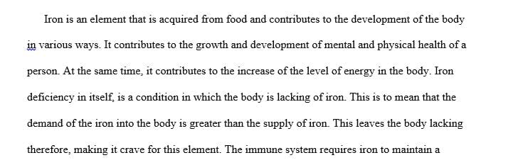 Write a paper about iron deficiency