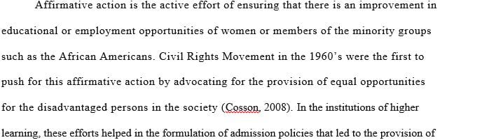Write a paper that analyzes the evolution of affirmative action over the last 40+ years.