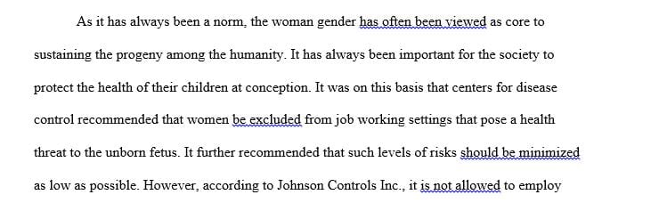 Writing Assignment 4: Protecting the Unborn at Work