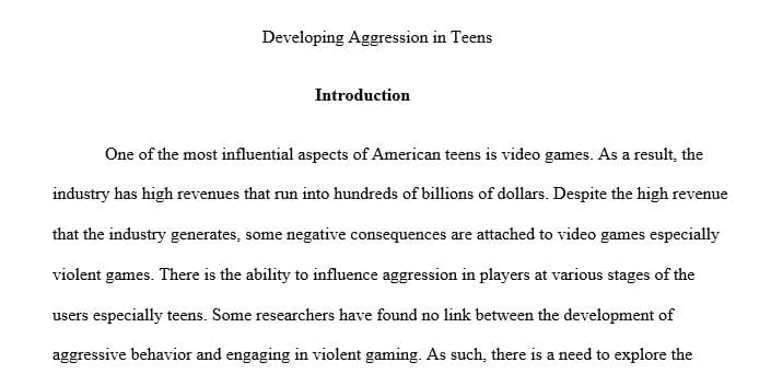 4 - 5 APA Research paper ( gaming and video games)