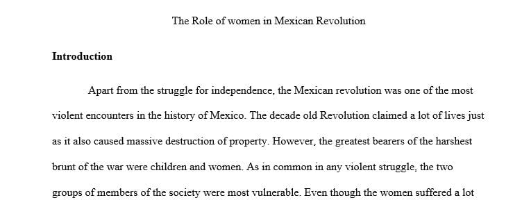 7-10 page paper about the role of woman in the Mexican revolution