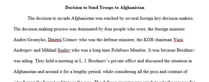 Alexander lyakhovskiy's account of the decision of the cc cpsu decision to send troops to afghanistan