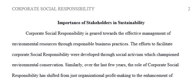 Analyzing the Importance of Stakeholders in Sustainability Efforts