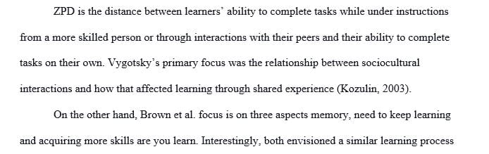 Application of Vygotsky: The Zone of Proximal Development
