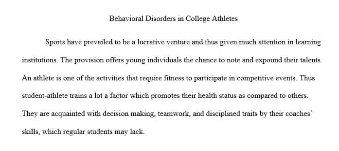 Assess Behavioral Disorders Present in Intercollegiate Athletics