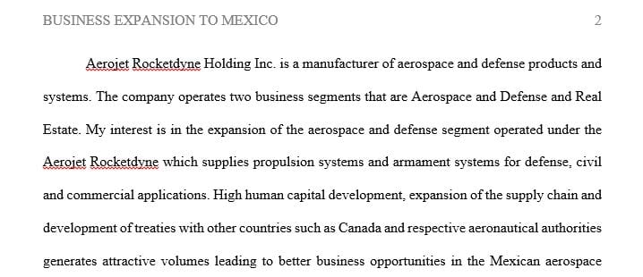 Assume your company has decided to expand their US business into an international business
