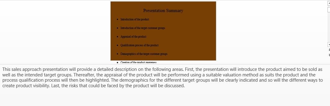 Choose a product and target customer group. For this sales presentation