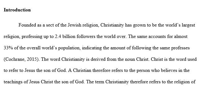 Choose one of the religions discussed in this course. (Judaism Christianity Islam)