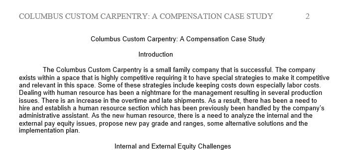Columbus Custom Carpentry: A Compensation Case Study