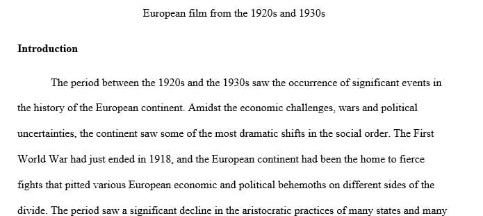 Compare/contrast two movements in European film from the 1920s or 1930s.