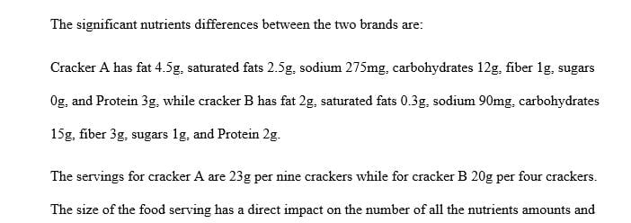 Compare the nutrition labels (provided) for two types of cracker