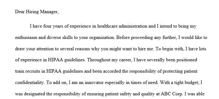 Compose a cover letter. Consider the job description and listed requirements