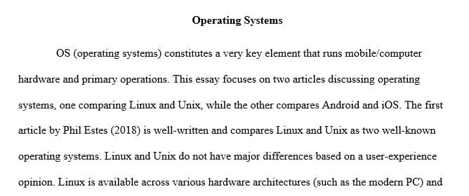 Topic: Computerized Operating Systems (OS) are almost everywhere