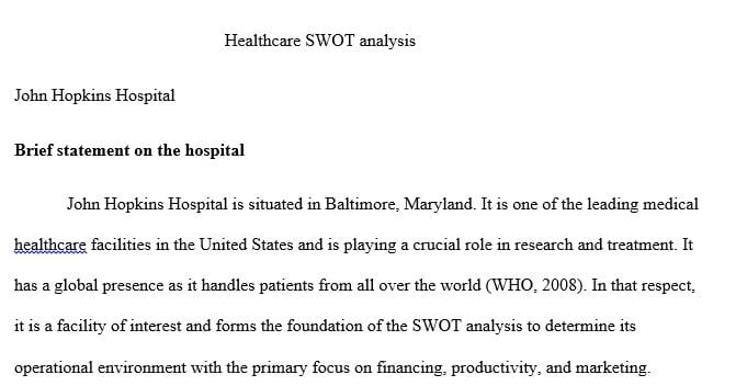 Conduct a SWOT analysis for your Long term Hospital that examines the forces that may affect the facility.