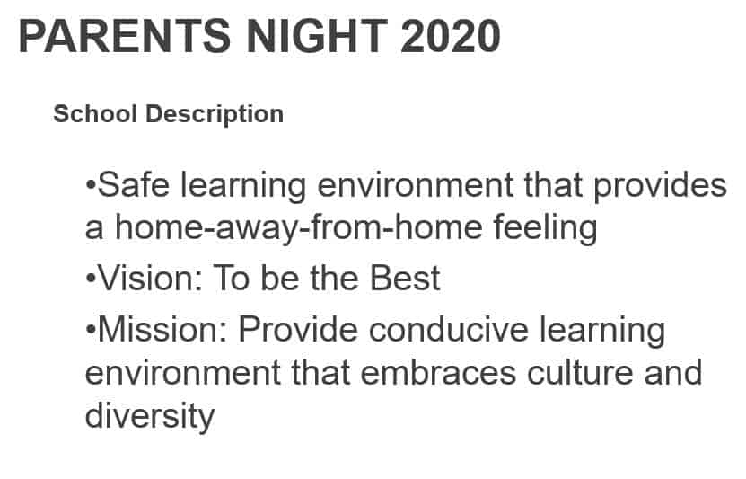 Create a PowerPoint presentation as if you were giving a talk to new parents at your school.