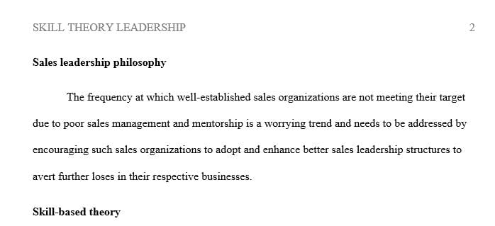 Create a clear and cohesive sales leadership philosophy statement